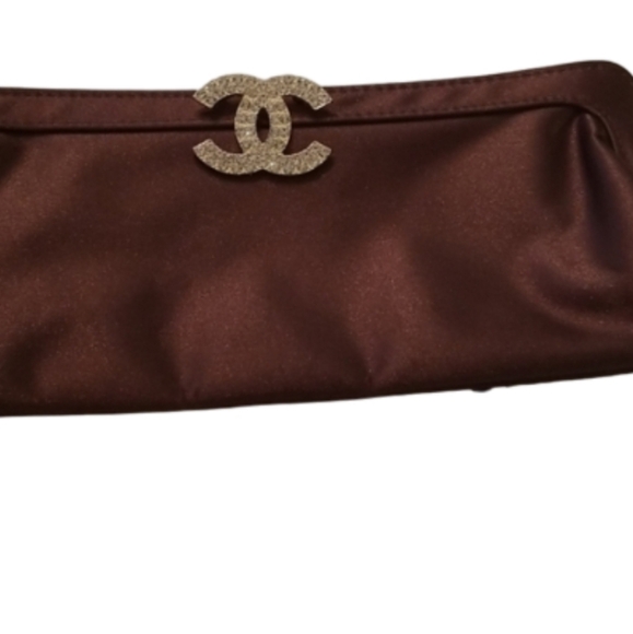 Vintage Brown Satin Clutch Bag - Picture 7 of 9